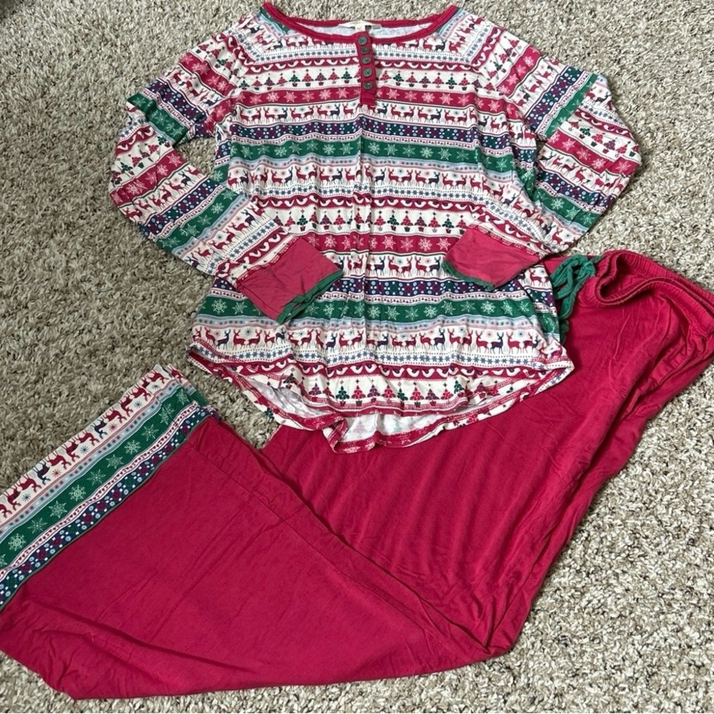 Matilda Jane Red and Green Pajama Set Intimates & Sleepwear